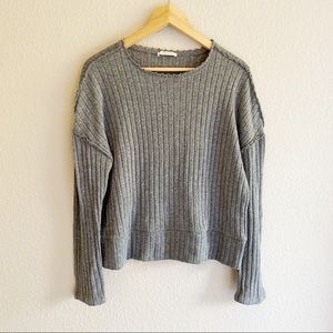 Zara raw seam ribbed grey sweater